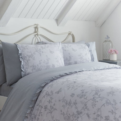 Kristen Decorative Polycotton 28cm Deep Fitted Sheet Set - Kristen 28Cm Deep Fitted Bed Sheet Set In Grey 2