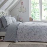 Kristen Floral Frill Grey Polycotton Duvet Cover Set