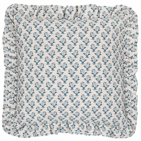 Lulah Block Cushion Cover / Filled Cushion 18" x 18" (45cm x 45cm) - Linen / Blue