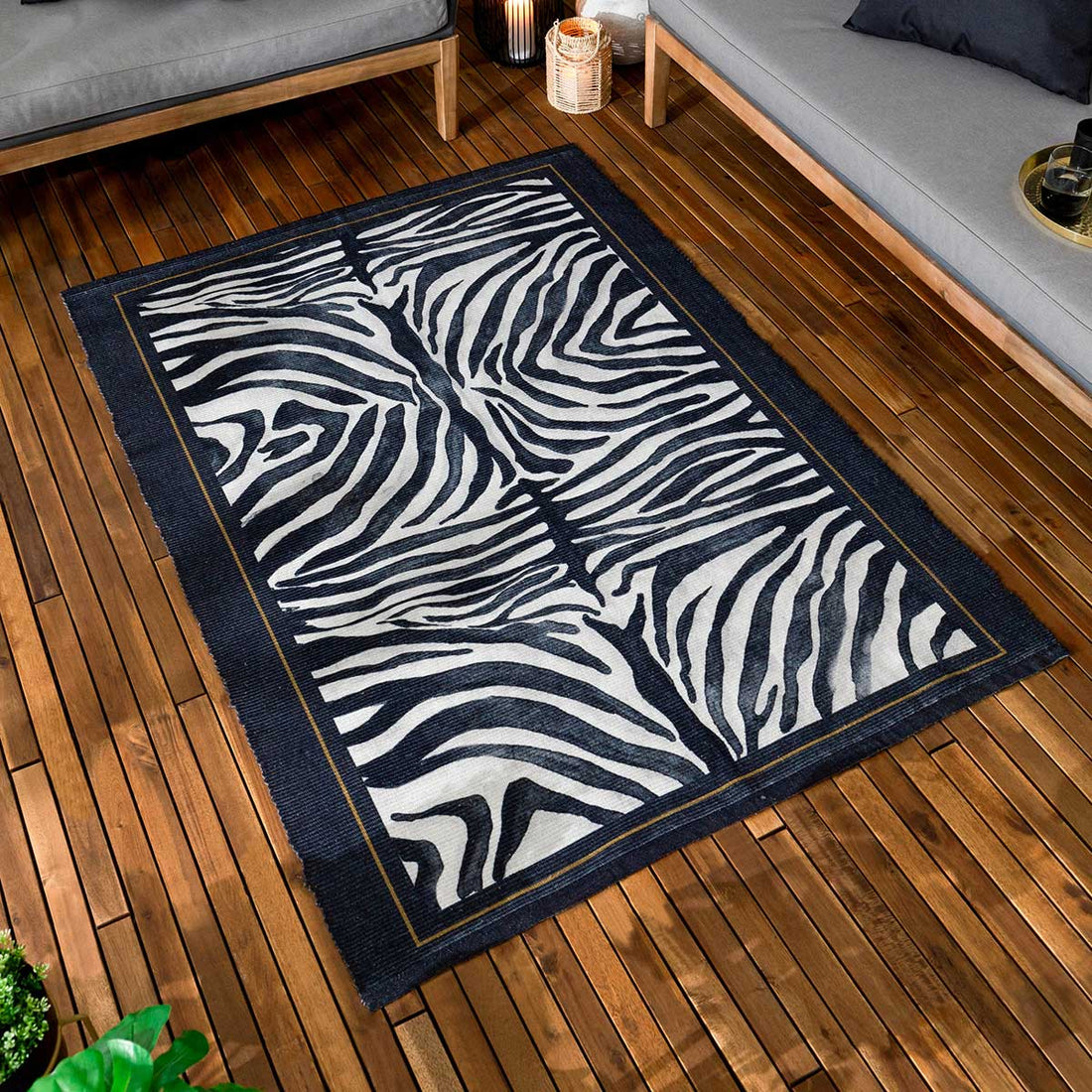 Leopardis Zebra Outdoor Rug 120cm x 170cm - Multicolour