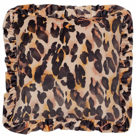 Leopard Ruffle Cushion Cover / Filled Cushion 18" x 18" (45cm x 45cm) by furn.