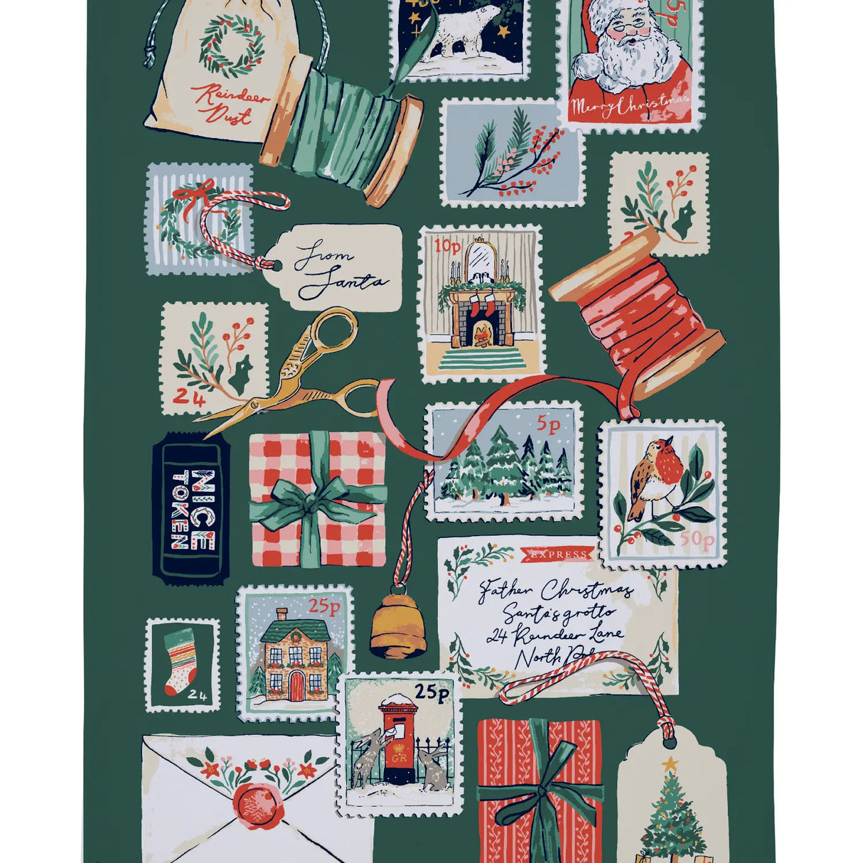 Letters to Santa Cotton Tea Towel by Ulster Weavers
