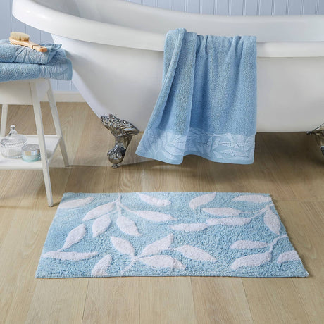 Lacie Jacquard Leaf Trim 550gsm Zero Twist Towel - Blue