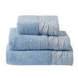 Lacie Jacquard Leaf Trim 550gsm Zero Twist Towel - Blue - Lacie Towels In Blue 3