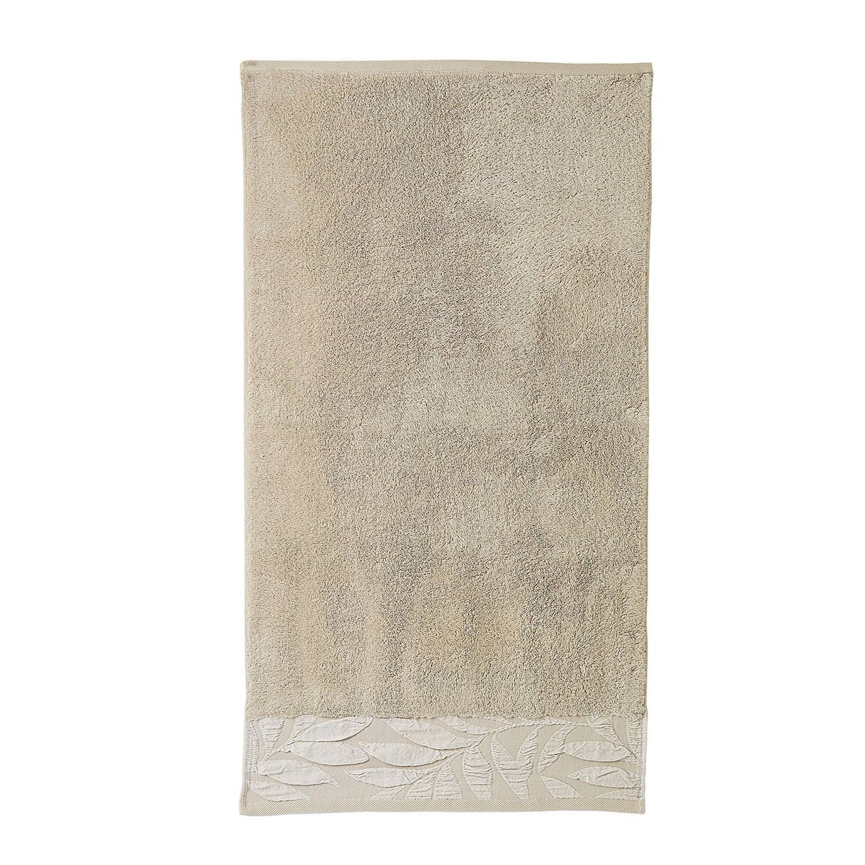 Lacie Jacquard Leaf Trim 550gsm Zero Twist Towel - Natural - Lacie Towels In Natural 2