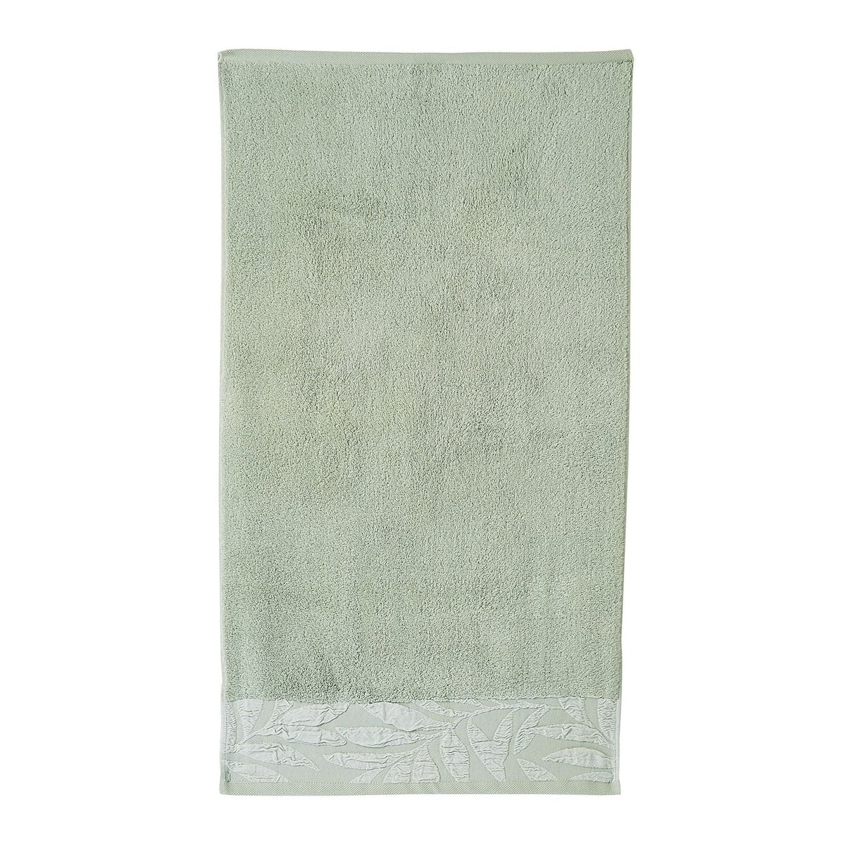 Lacie Jacquard Leaf Trim 550gsm Zero Twist Towel - Sage Green - Lacie Towels In Steel Sage 2