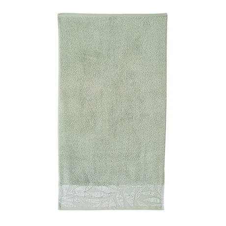 Lacie Jacquard Leaf Trim 550gsm Zero Twist Towel - Sage Green - Lacie Towels In Steel Sage 2