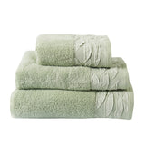 Lacie Jacquard Leaf Trim 550gsm Zero Twist Towel - Sage Green - Lacie Towels In Steel Sage 3