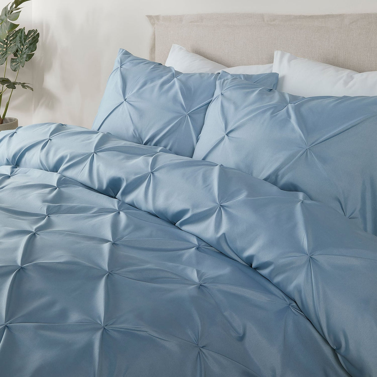 Lara Plain Dye Easy Care Duvet Cover Set - Blue - Lara Duvet Cover Set In Blue 2