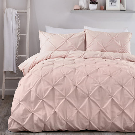 Lara Plain Dye Easy Care Duvet Cover Set - Blush