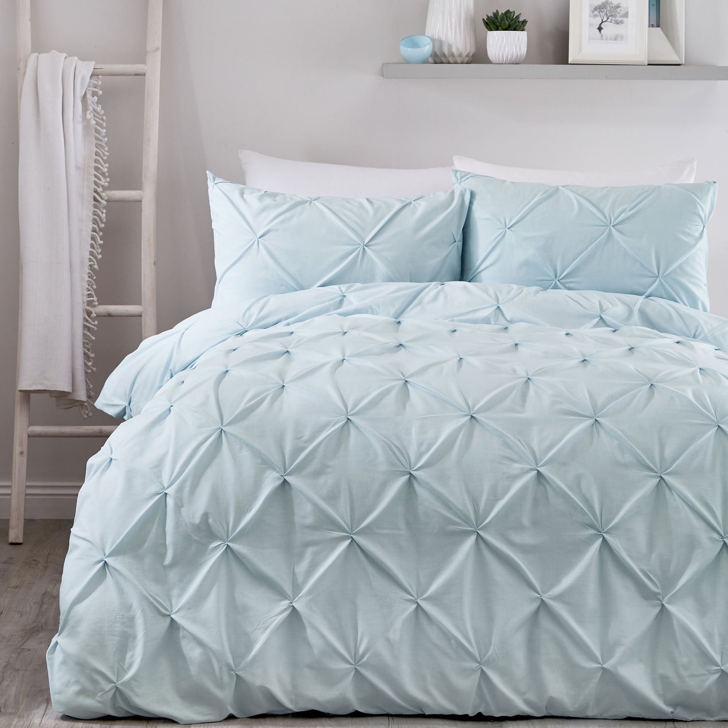 Lara Plain Dye Easy Care Duvet Cover Set - Duck Egg