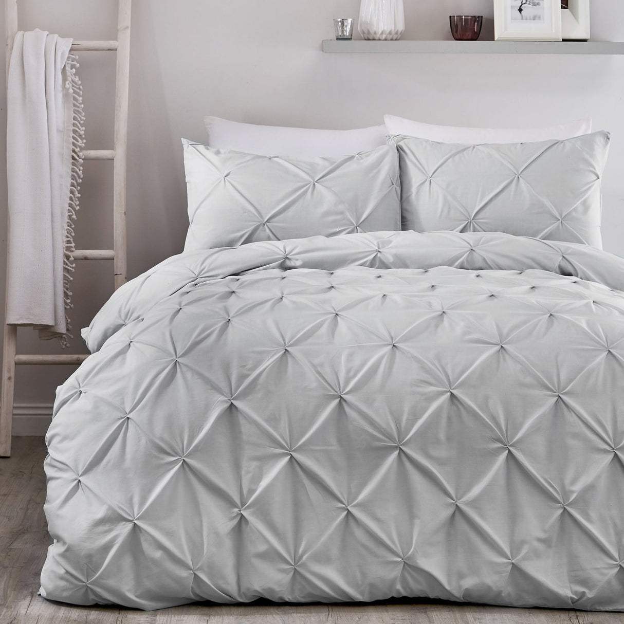 Lara Plain Dye Easy Care Duvet Cover Set - Silver