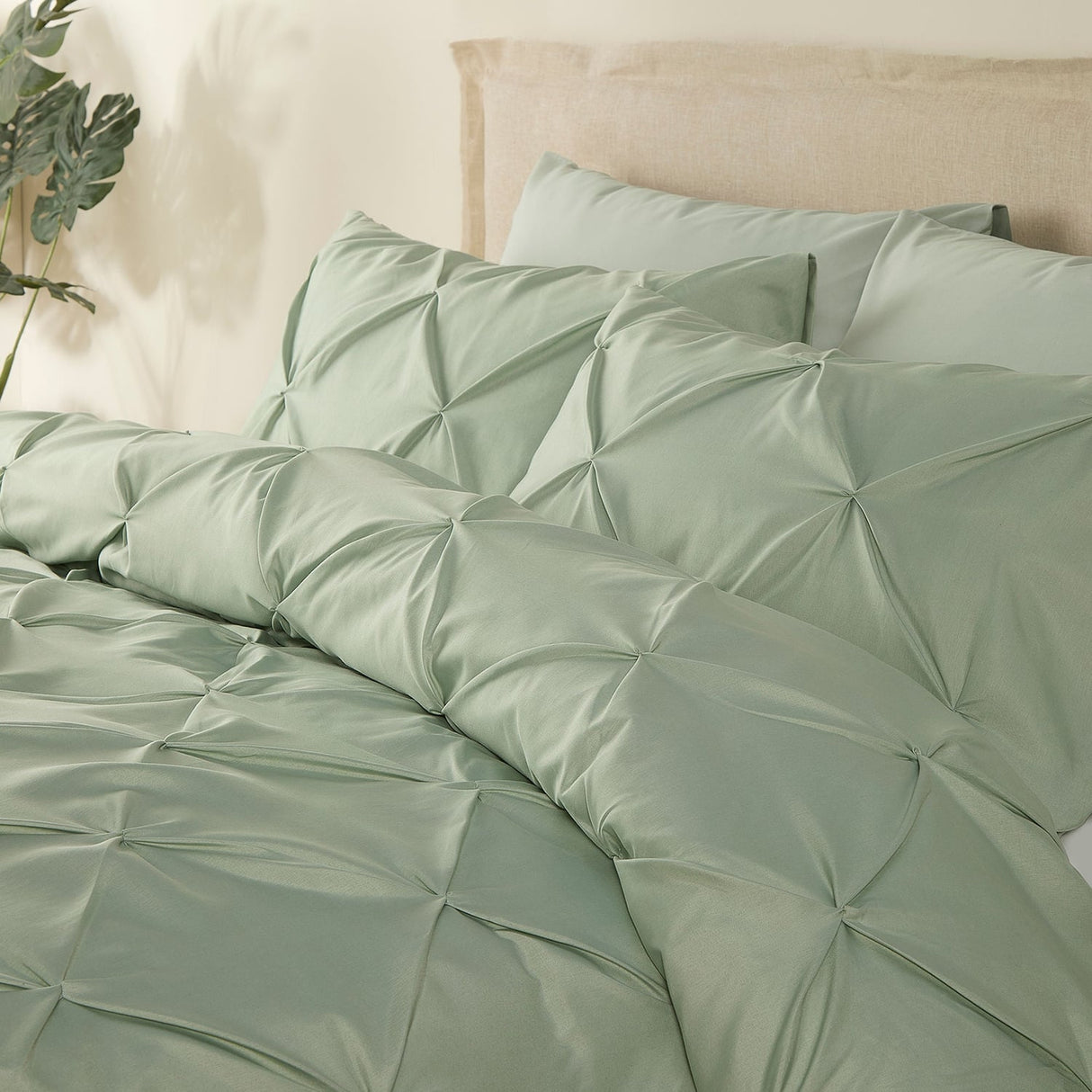 Lara Plain Dye Easy Care Duvet Cover Set - Sage - Lara Duvet Cover Set In Steel Sage 2