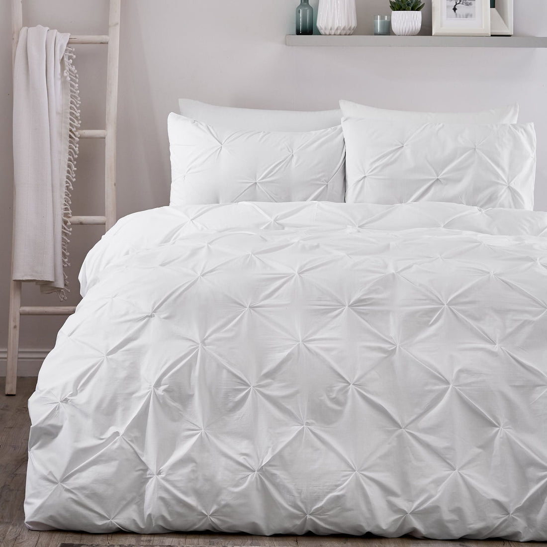 Lara Plain Dye Easy Care White Duvet Cover Bedding Set
