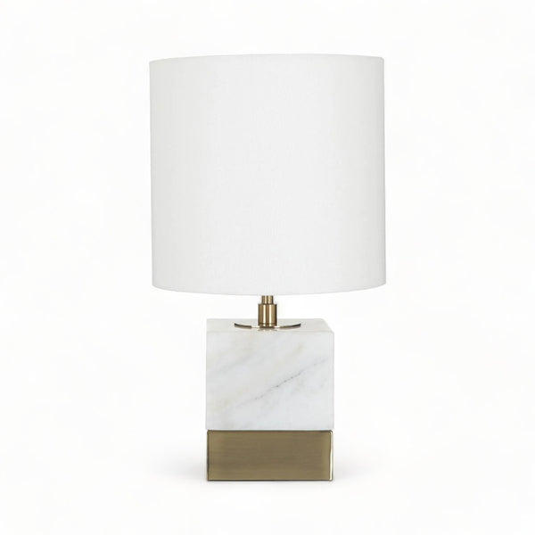 Laredo Minimalist White Marble and Brass Table Lamp 44cm