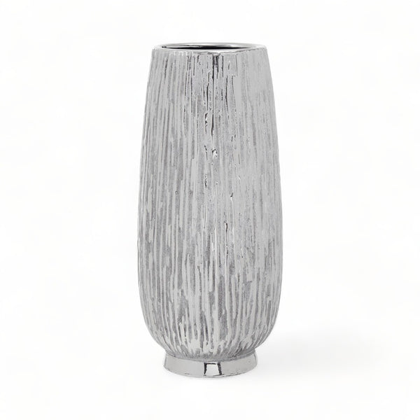 Large Urban Ceramic Vase in Silver Finish 34cm