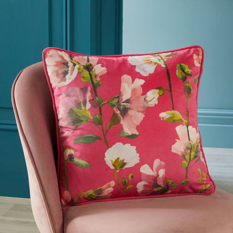 Layla Floral Velvet Filled Cushion - Layla Cushion In Pink 43 X 43Cm 2