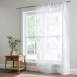 Leaf Embroidery White Recycled Voile Curtain Panel Printed