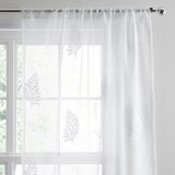 Leaf Embroidery White Recycled Voile Curtain Panel Printed - Leaf Embroidery Voile Panel In White 2