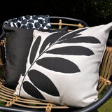 Leaf Outdoor Cushion Cover Water Resistant 43cm x 43cm - Natural - Leaf Print Outdoor Cushion In Natural 43 X 43Cm 2