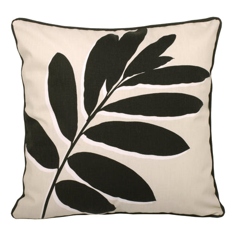 Leaf Outdoor Cushion Cover Water Resistant 43cm x 43cm - Natural - Leaf Print Outdoor Cushion In Natural 43 X 43Cm 5