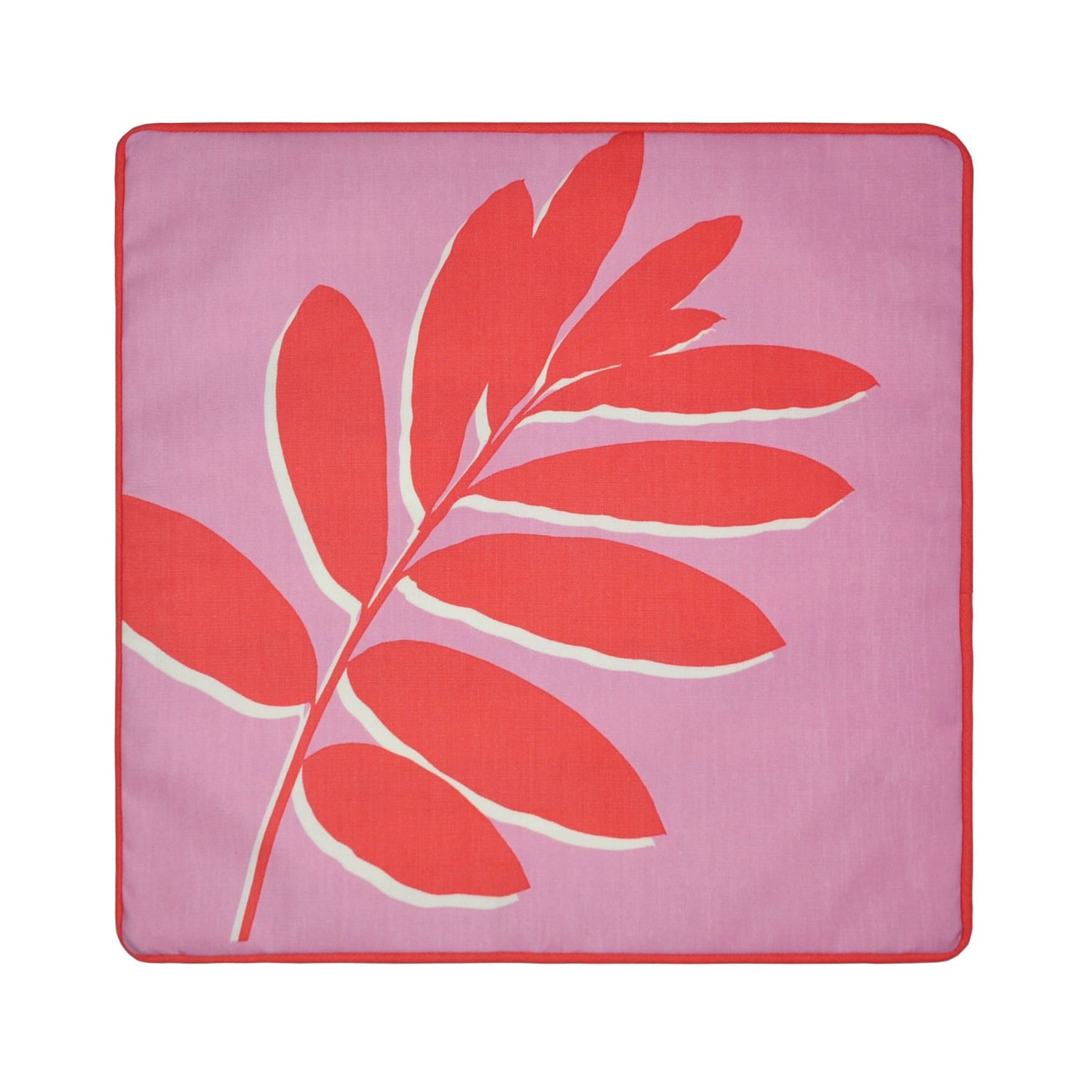 Leaf Outdoor Cushion Cover Water Resistant 43cm x 43cm - Pink - Leaf Print Outdoor Cushion In Pink 43 X 43Cm 5