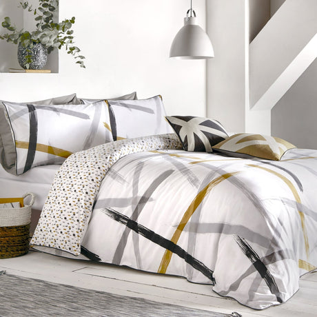 Leda Ochre Cotton Duvet Cover Set
