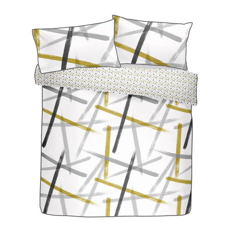 Leda Ochre Cotton Duvet Cover Set - Leda Duvet Cover Set In Grey Ochre 4