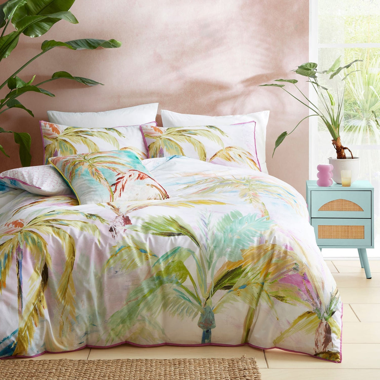 Leilani Cotton Duvet Cover Set - Green - Leilani Duvet Cover Set In Green 4