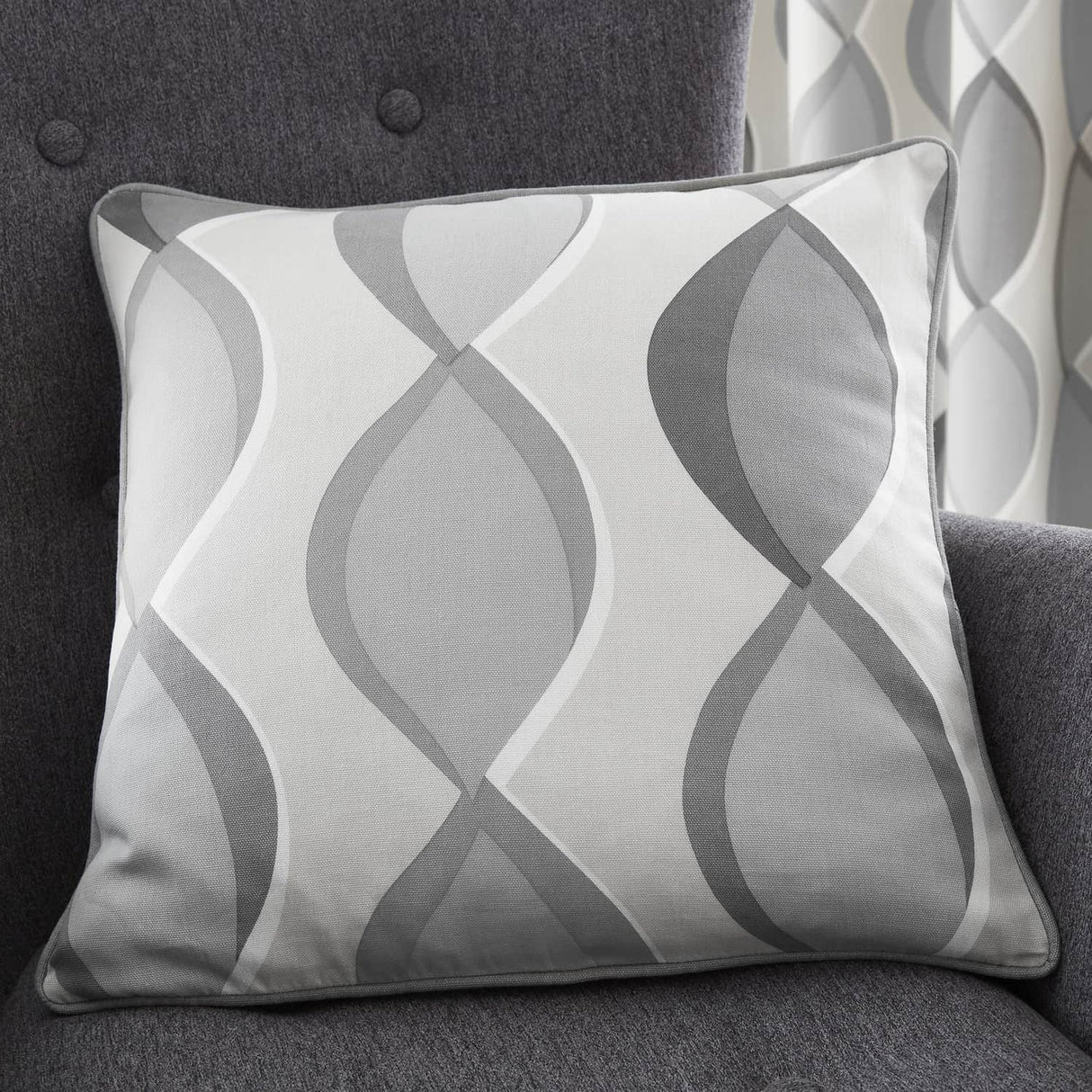 Lennox Cotton Cushion Cover 43cm x 43cm (17") - Grey