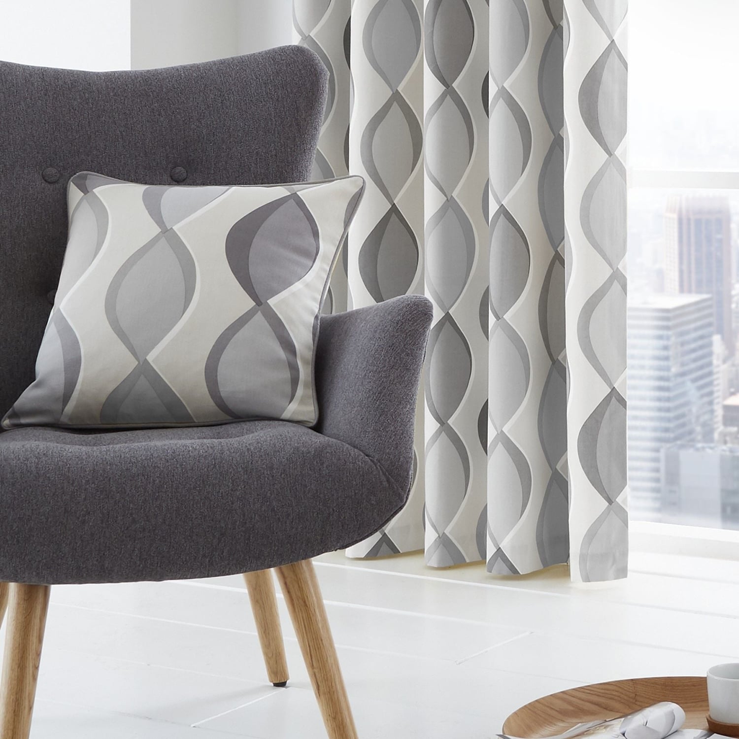 Lennox Cotton Cushion Cover 43cm x 43cm (17") - Grey - Lennox Cushion In Grey 43 X 43Cm 2