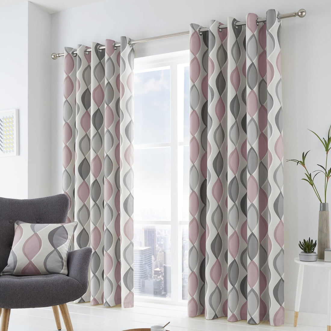 Lennox Blush 100% Cotton Eyelet Curtains