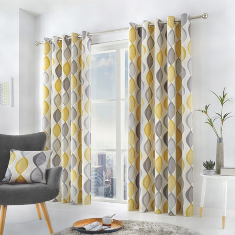 Lennox Cotton Eyelet Curtains - Ochre Light Filtering