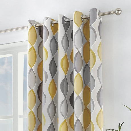 Lennox Cotton Eyelet Curtains - Ochre Light Filtering - Lennox Eyelet Curtains In Grey Ochre 2