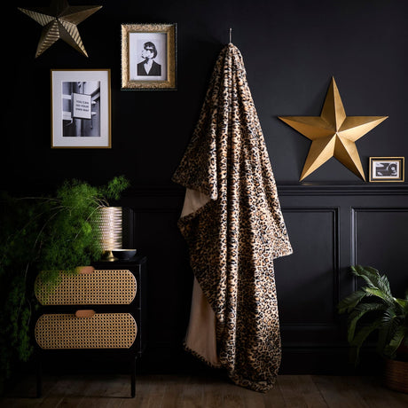 Leopard Print Cosy Soft Throw Blanket 150cm x 200cm - Natural