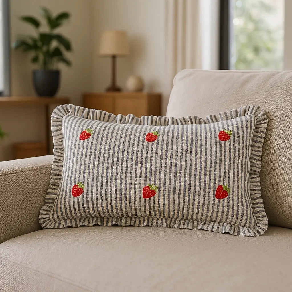 Les Fruites Strawberries Cushion Cover or Filled Cushion 30cm x 50cm