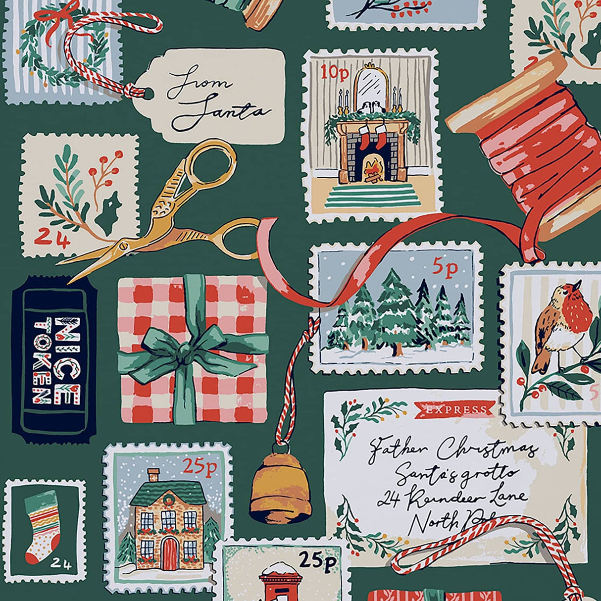 Ulster Weavers Letters to Santa Christmas Cotton Tea Towel - Letters To Santa Christmas Cotton Tea Towel In Green 2
