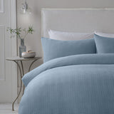Lindly Waffle Microfibre Duvet Cover Set - Blue - Lindly Duvet Cover Set In Blue 2