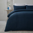 Lindly Waffle Microfibre Duvet Cover Set - Navy