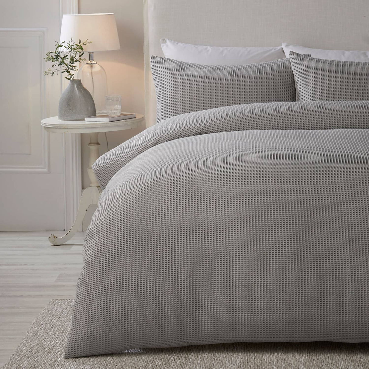 Lindly Waffle Microfibre Duvet Cover Set - Silver