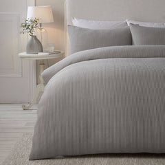 Lindly Waffle Microfibre Silver Duvet Cover Bedding Set