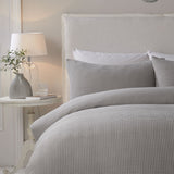 Lindly Waffle Microfibre Duvet Cover Set - Silver - Lindly Duvet Cover Set In Silver 2