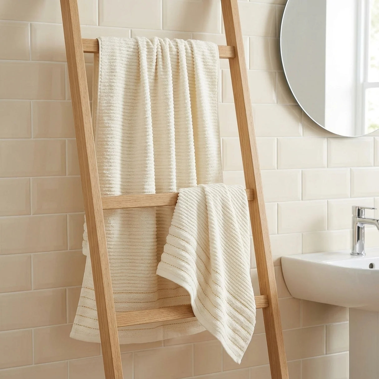 Linear 500gsm Ivory Cream 100% Cotton Towels-3