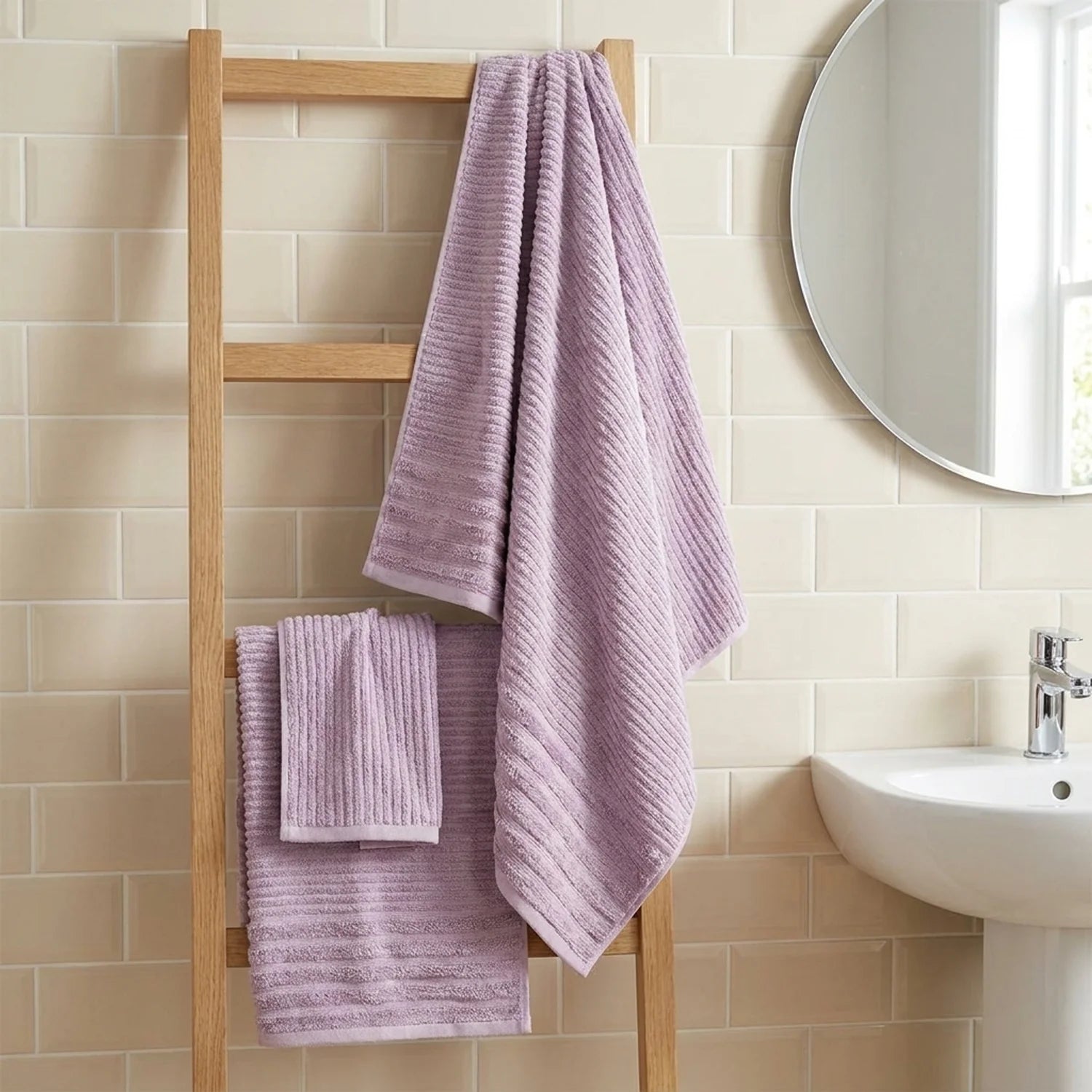 Linear 500gsm Lavender Pink 100% Cotton Towels-3