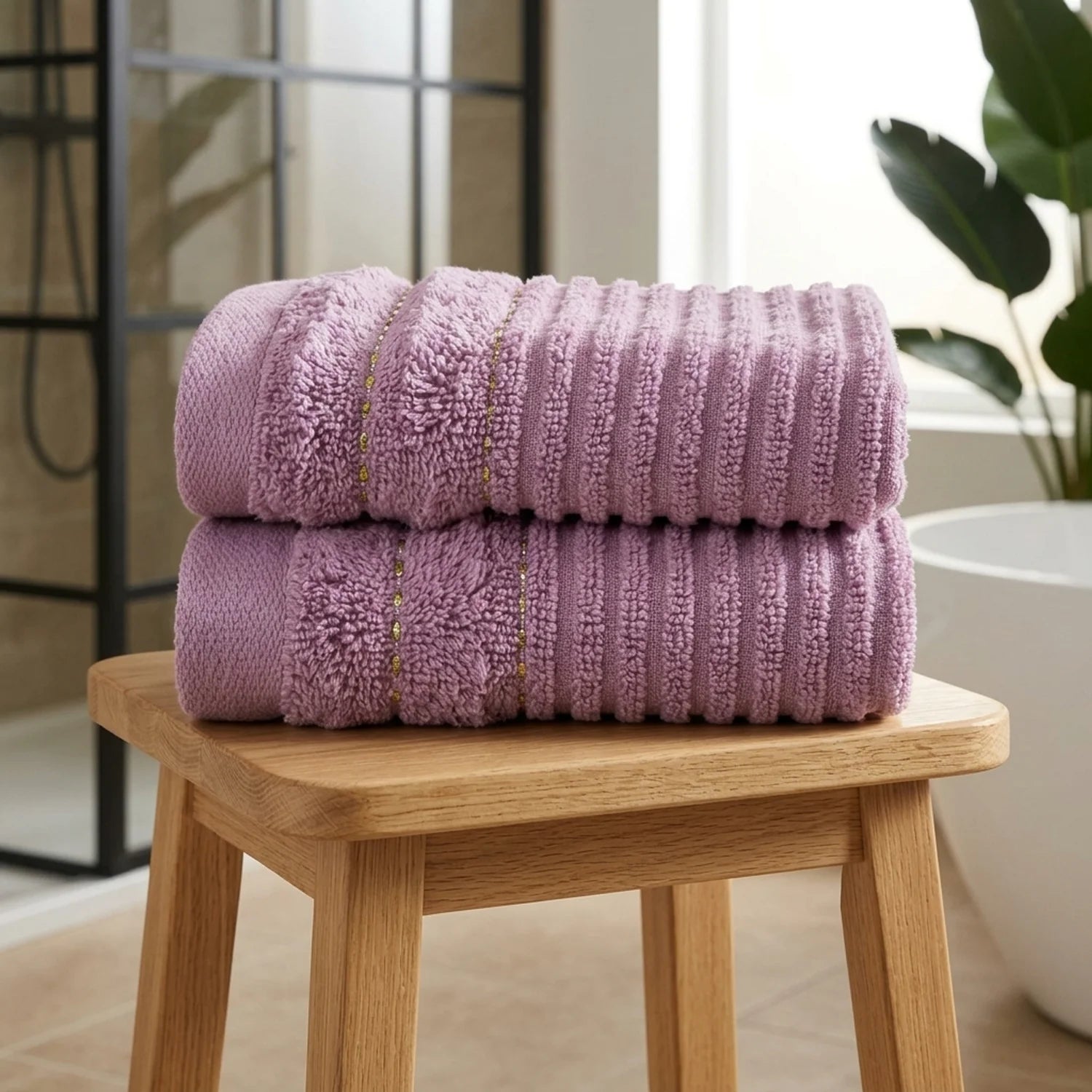 Linear 500gsm Lavender Pink 100% Cotton Towels-4