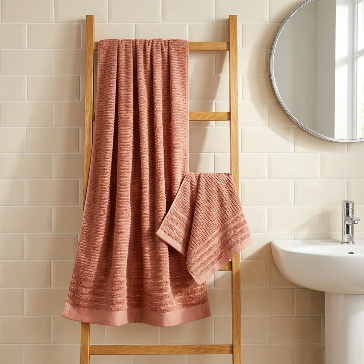 Linear 500gsm Rose Red 100% Cotton Towels-3