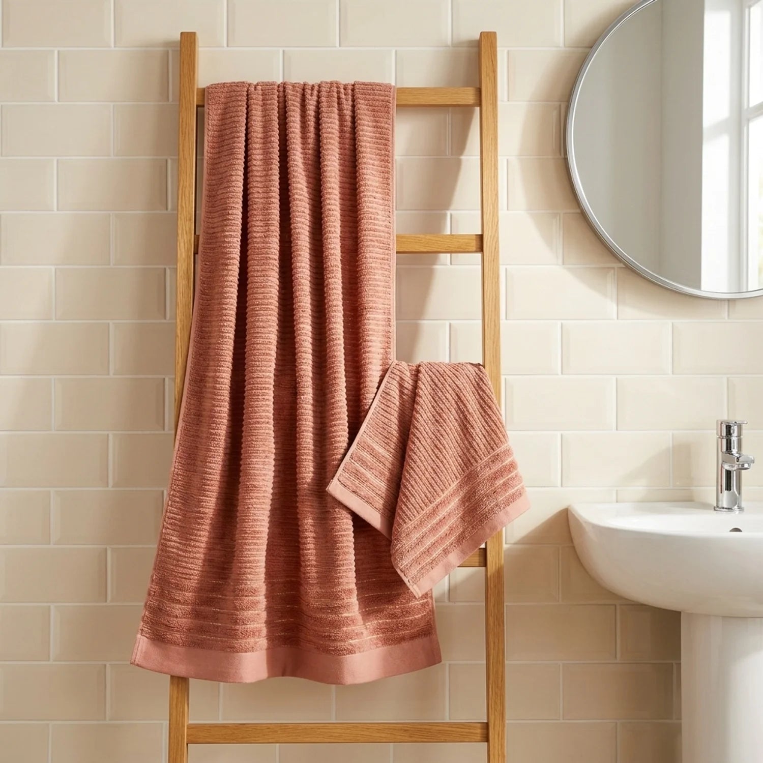 Linear 500gsm Rose Red 100% Cotton Towels-3