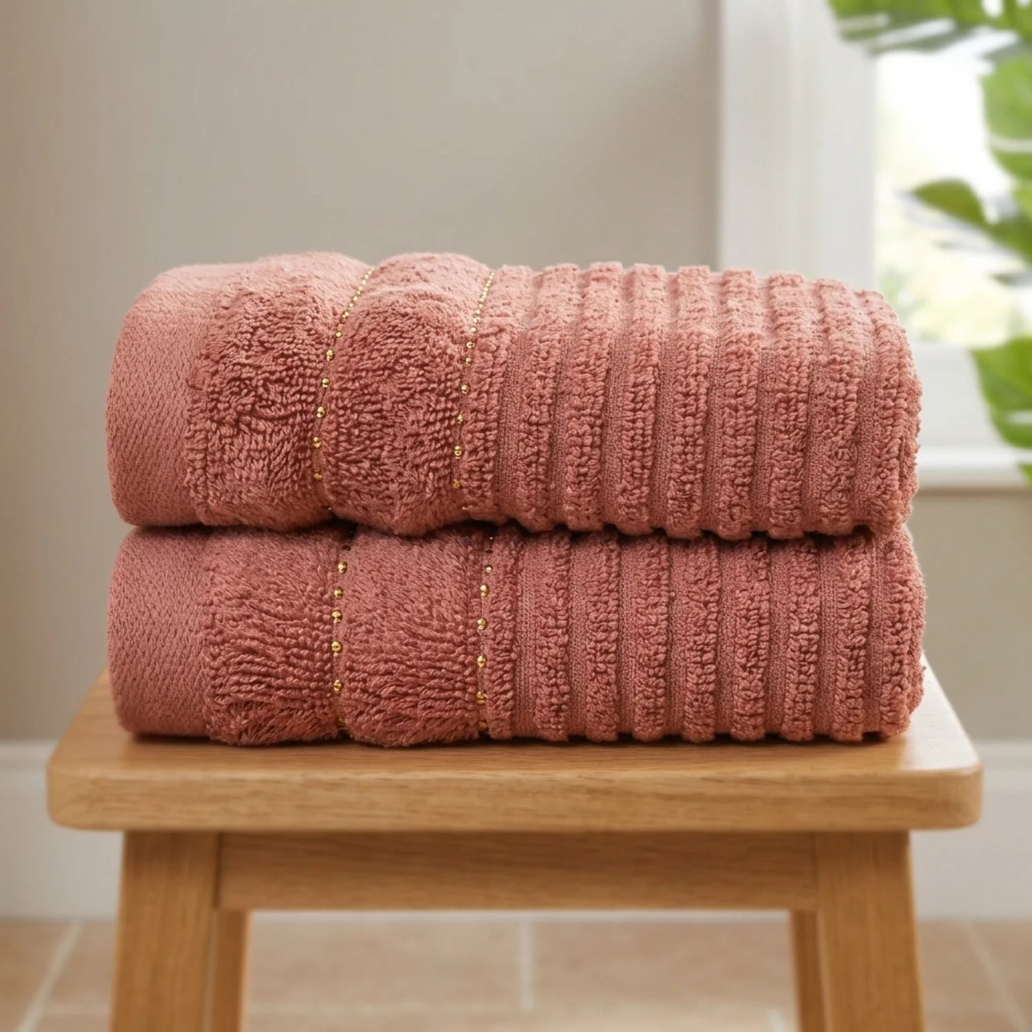 Linear 500gsm Rose Red 100% Cotton Towels-4