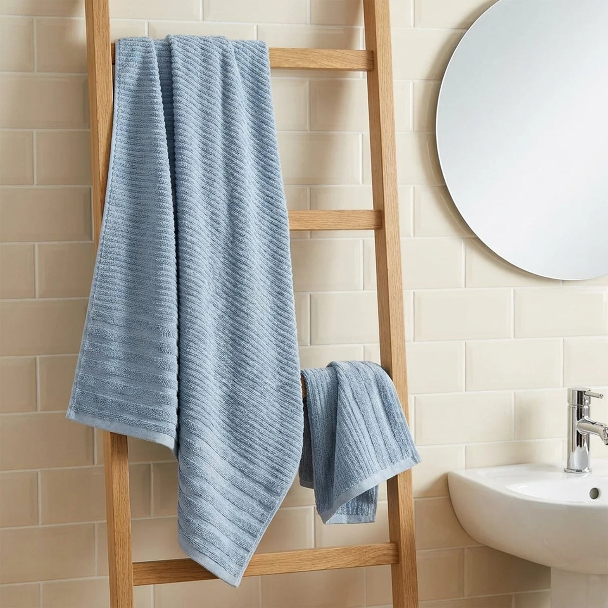 Linear 500gsm Sky Blue 100% Cotton Towels-3