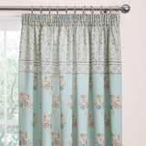 Lorena Patchwork Floral Duck Egg Pencil Pleat Curtains Light Filtering Printed - Lorena Patchwork Pencil Pleat Curtains In Duck Egg 2